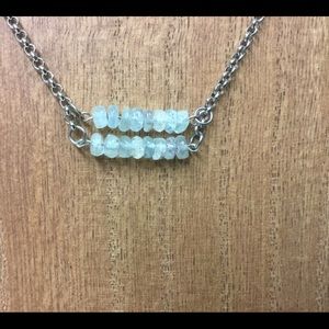 Aquamarine double bar necklace